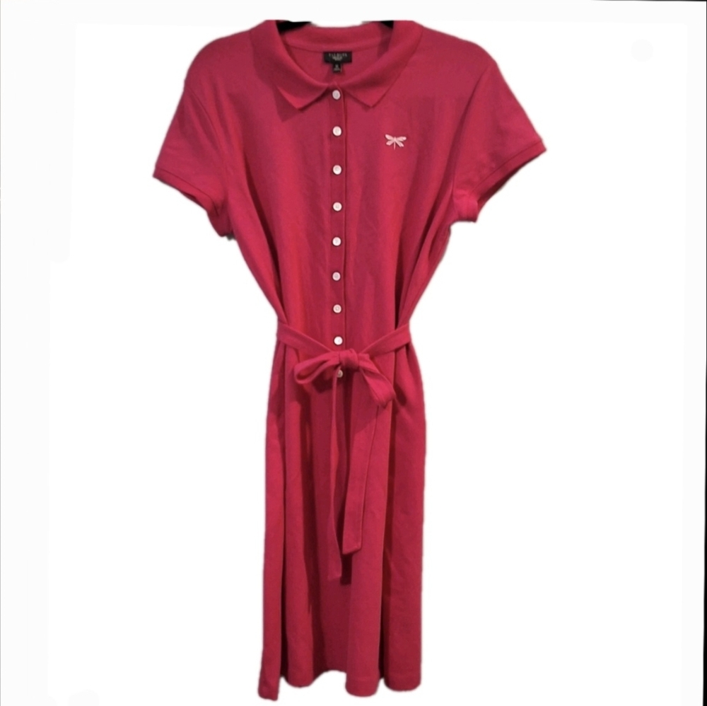 TALBOTS Polo Maxi Dress Women's Petites M Pink Short Sleeve Tennis Preppy Classy